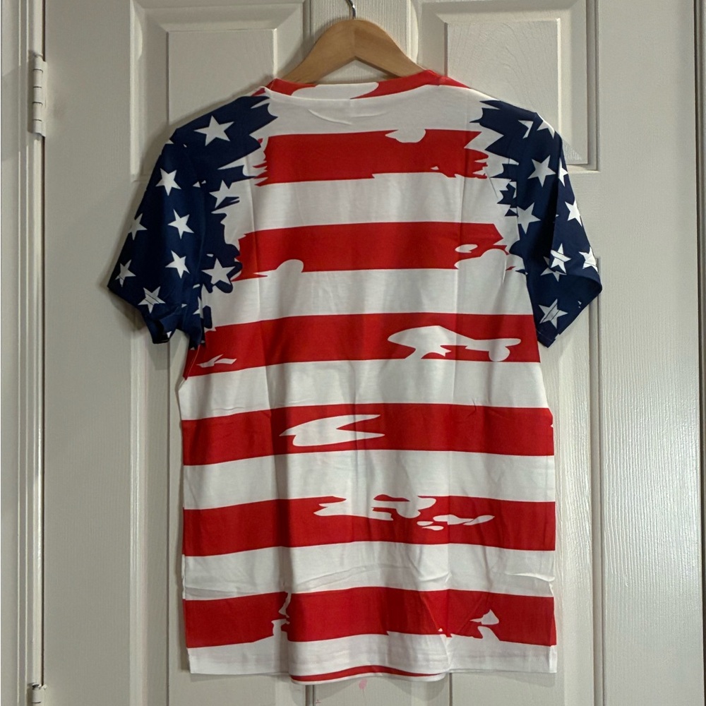 Stars and Stripes Cow Print Women's Tee - Picture 4 of 9